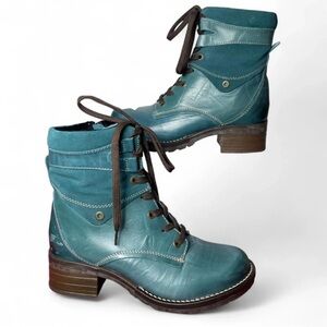 Chic Teal Lace-Up Boots for Women